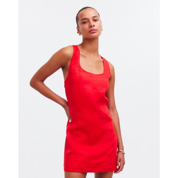 NWOT Madewell Cross-Back A-Line Mini Dress in Linen Red Size 12 - Picture 1 of 8